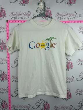 google vintage top White Short Sleeve Tee with Multicolor Google Sun Logo
